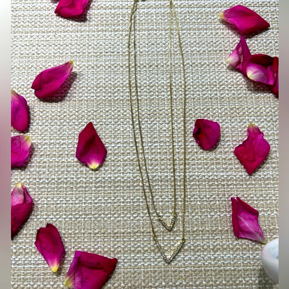 Vintage Y2K 80’s Victoria's Secret Double Strand Necklace Gold Tone Faux Diamond